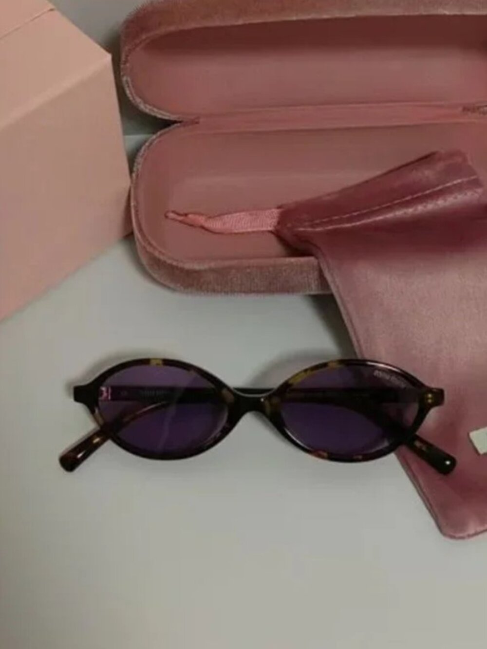 Miu Miu Oval Tortoiseshell Frame Sunglasses - Picture 3 of 7